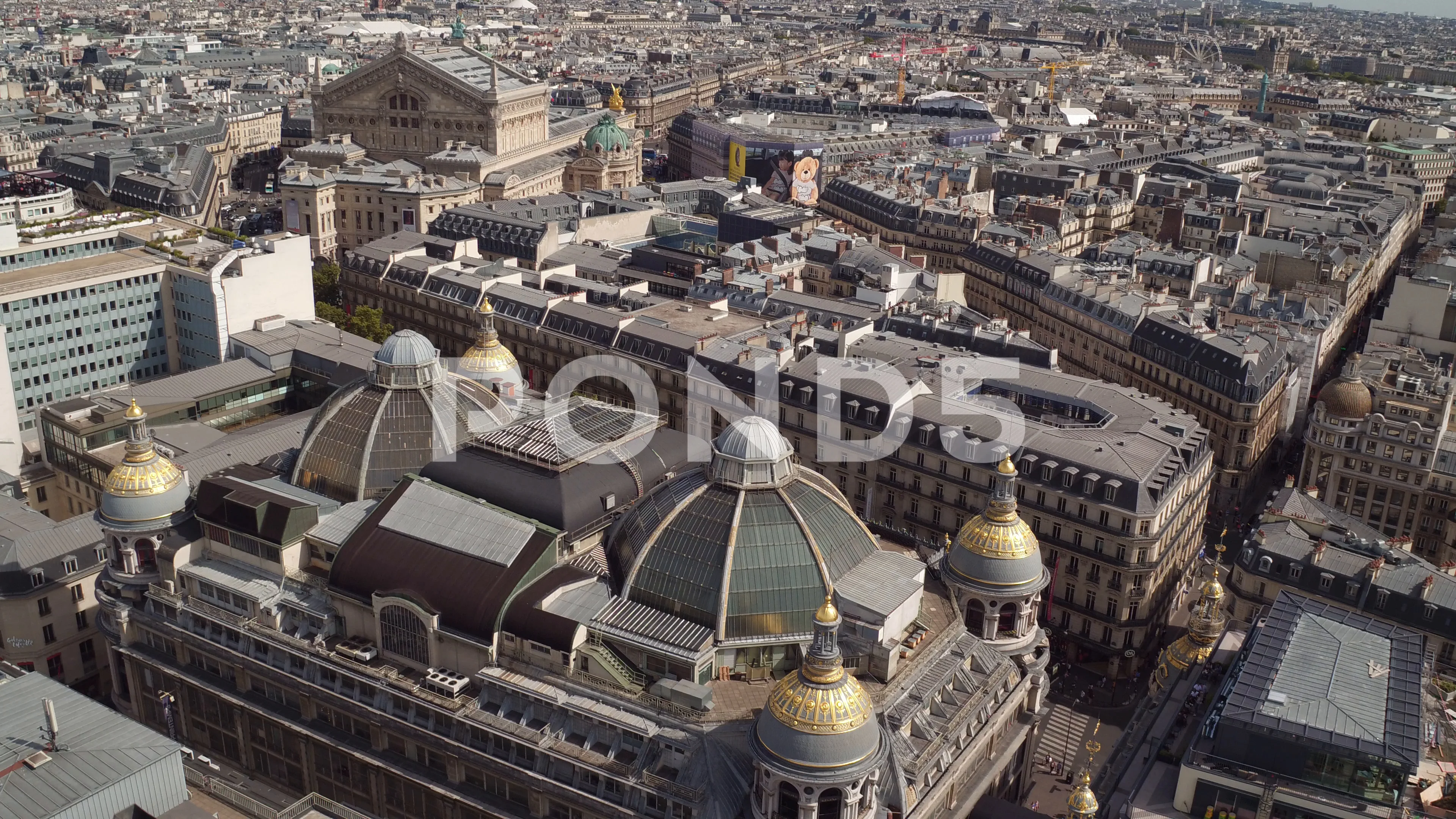 Aerial View Big Panorama Paris, the Opera Garnier, South-western
