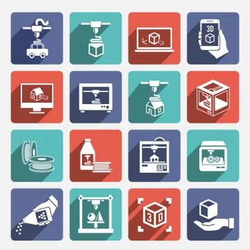 Printer 3d Icons イラスト素材