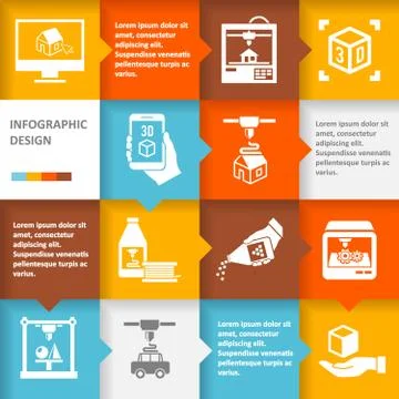 Printer 3d infographic Stock Illustration