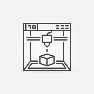 Printer for 3D Printing vector concept creative linear icon or sign Stock Illustration