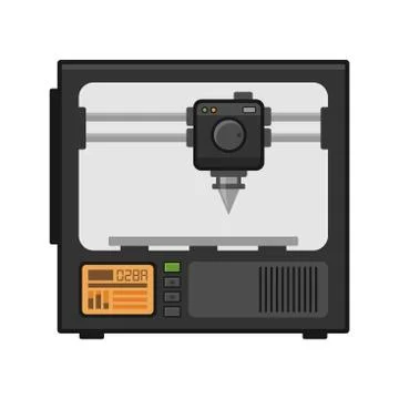 Printer 3d on White Background. Vector Stock Illustration