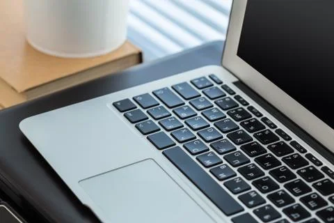 Printer and computer. Office table Stock Photos