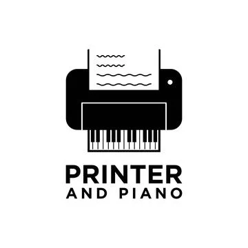 Printer and piano logo design template Stock Illustration