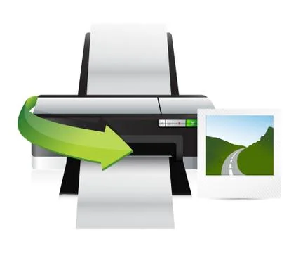 Printer and print illustration design over a white background 스톡 일러스트