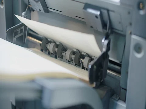 Printer Angle Spinning Out Book Paper Pages Stock Footage 80208796