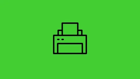 Printer animated icon on bright green screen background for office and document Stock Footage 314767437