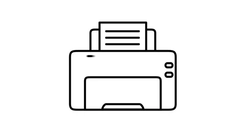 Printer animated icon displaying desktop office printing machine outline Vídeo Stock 341962062