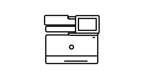Printer animated icon displaying office printing and copying machine Vídeo Stock 341961533