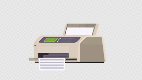 Printer. Animation graphic printer prints a document. Cartoon Stock Footage 240273027