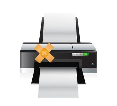 Printer band aid fix solution concept Stock Illustration
