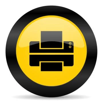 Printer black yellow web icon Stock Illustration