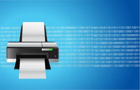 Printer blue graphic illustration design binary background Stock Illustration