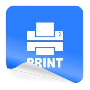Printer blue sticker icon Illustrazione stock