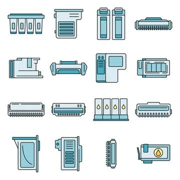Printer cartridge icons set vector color Stock Illustration