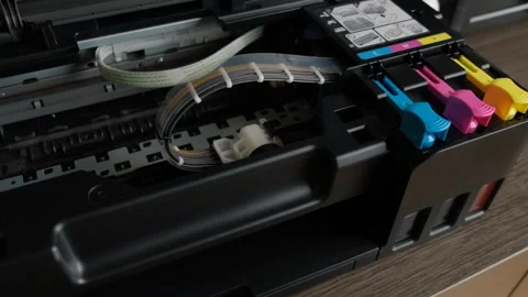 Printer with cartridges close-up. Stock Footage 267187283