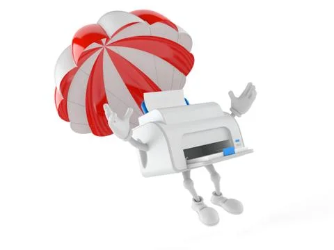 Printer character with parachute 스톡 일러스트