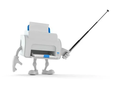 Printer character with pointer stick Stock Illustration