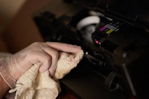 Printer is checked by technician. Stock Photos
