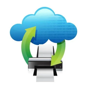 Printer cloud computing concept illustration design over white Stock Illustration