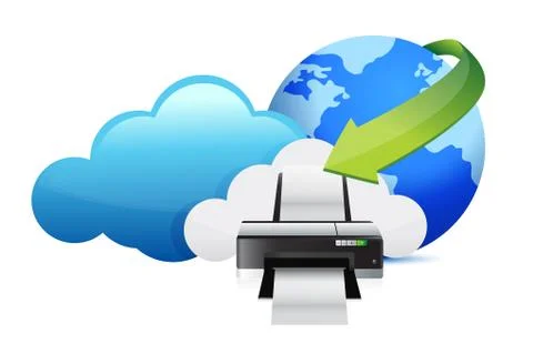 Printer cloud computing concept illustration design over white Stock Illustration