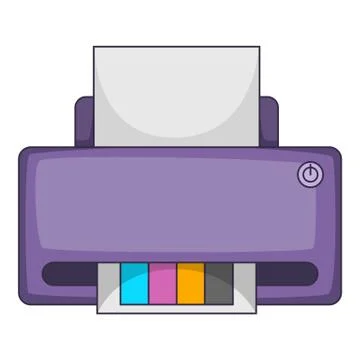 Printer with CMYK colored paper icon cartoon style 스톡 일러스트