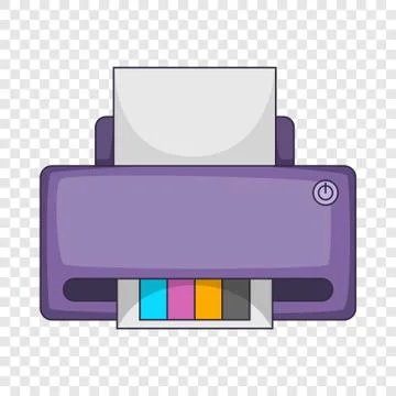 Printer with CMYK colored paper icon cartoon style Illustrazione stock