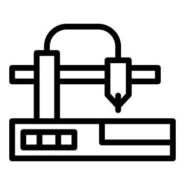 Printer cnc machine icon outline vector. Lathe equipment Stock Illustration