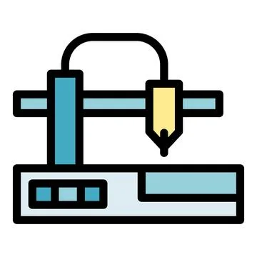 Printer cnc machine icon vector flat Stock Illustration