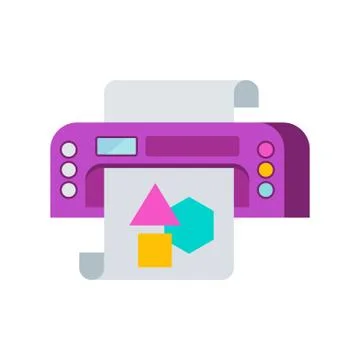 Printer for color printing. Flat vector cartoon illustration. Illustrazione stock