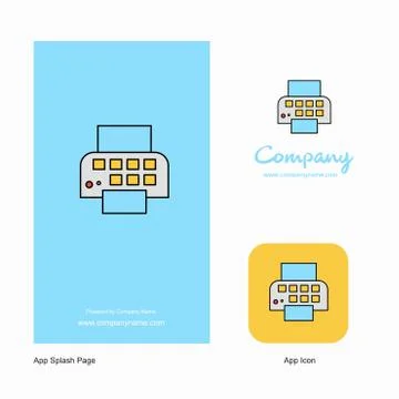 Printer Company Logo App Icon and Splash Page Design. Creative Business App D Stock Illustration