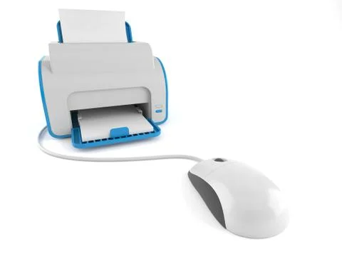 Printer with computer mouse Stock Illustration