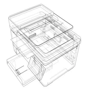 Printer concept. 3d illustration 스톡 일러스트