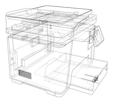 Printer concept. 3d illustration 스톡 일러스트