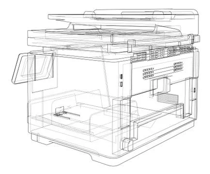 Printer concept. 3d illustration Illustrazione stock