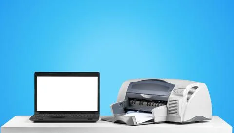 Printer copier machine on a bright colored background Foto stock