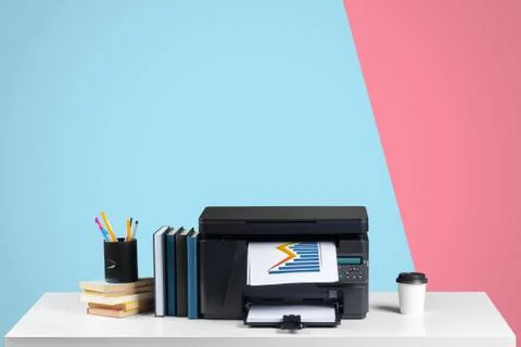 Printer, copier, scanner. Office table Stock Photos