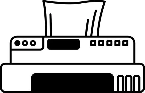 A printer with a cover in line drawing style Stock Illustration