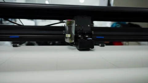 Printer Crafting Patterns on Large Paper Roll. Printer precisely cuts pattern Video stock 274566556