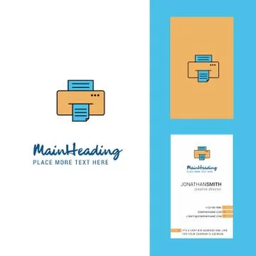 Printer Creative Logo and business card. vertical Design Vector Illustrazione stock