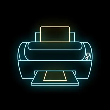 Printer device glowing neon light icon illustration Stock Illustration
