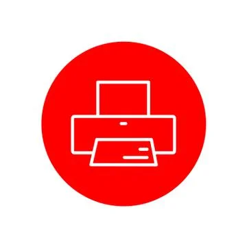 Printer Device Office Outline Red Icon Illustration Design Stock Illustration