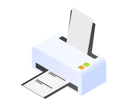 Printer with document office of isometric style Stock Illustration