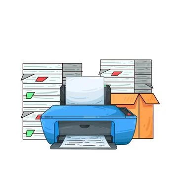 Printer with document rack illustration イラスト素材