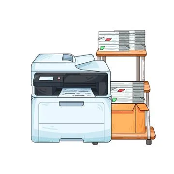 Printer with document rack illustration Stock Illustration