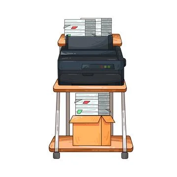 Printer on document rack illustration Illustrazione stock