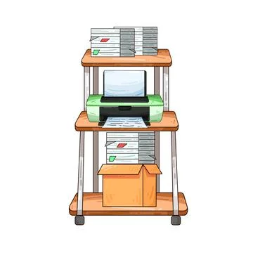 Printer on document rack illustration Stock-Illustration