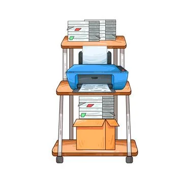 Printer on document rack illustration Stock-Illustration