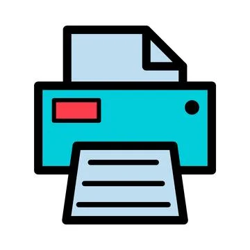 Printer document web icon, printout machine technology flat sign vector illus Stock Illustration