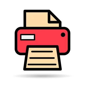 Printer document web shadow icon, printout machine technology flat sign vecto Stock Illustration