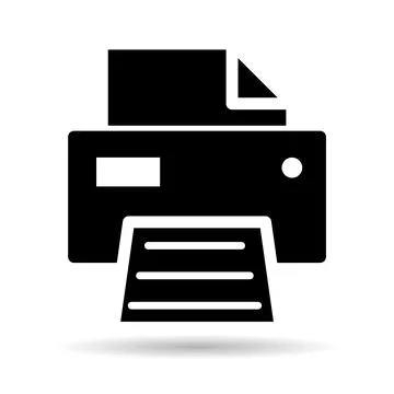 Printer document web shadow icon, printout machine technology flat sign vecto Stock Illustration